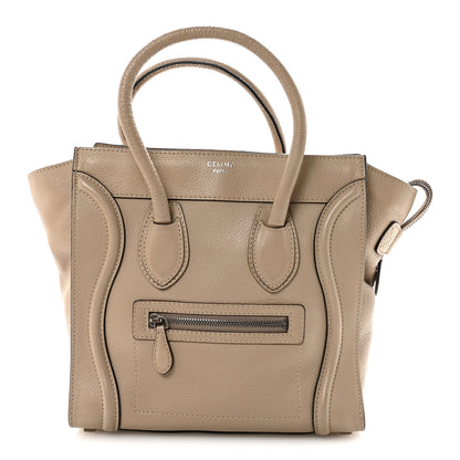 Celine Drummed Calfskin Micro Luggage Dune 1 of 9