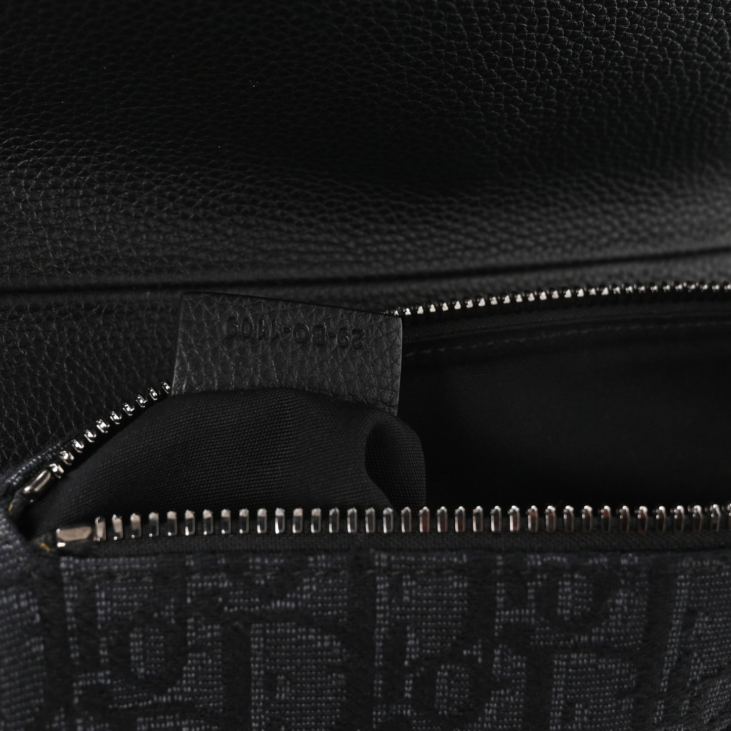 Grained Calfskin Oblique Mens Saddle Bag Black Blue