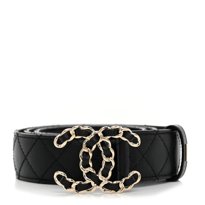 Chanel Lambskin Quilted CC Chain Belt 80 32 Black 1 of 5