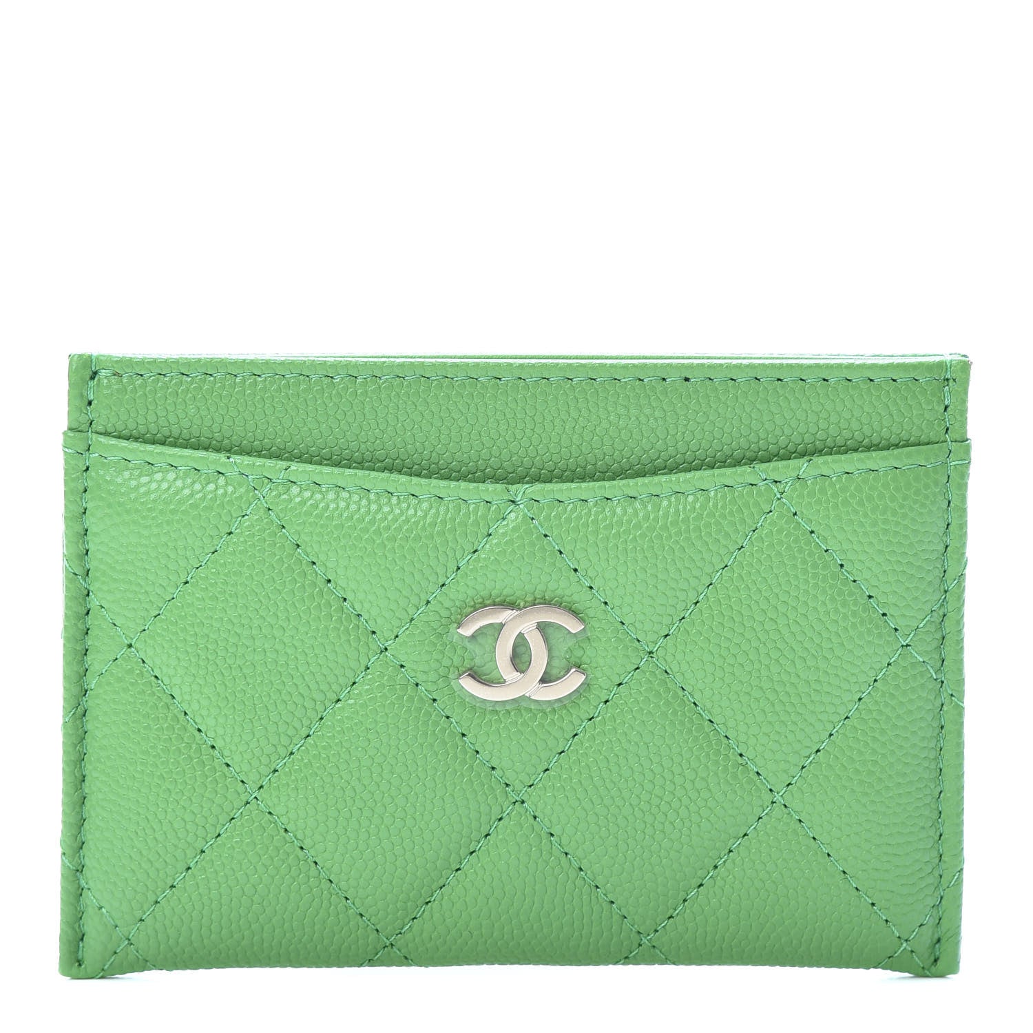 Chanel Caviar Quilted Card Holder Green 1 of 9