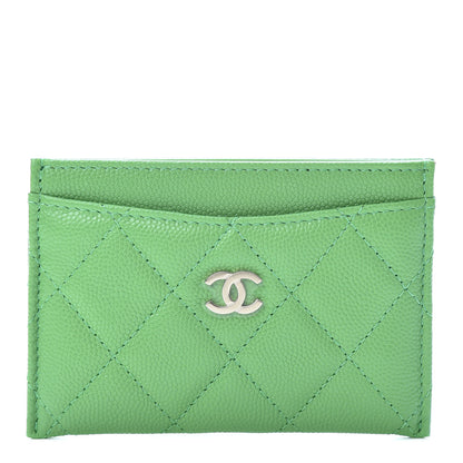 Chanel Caviar Quilted Card Holder Green 1 of 9