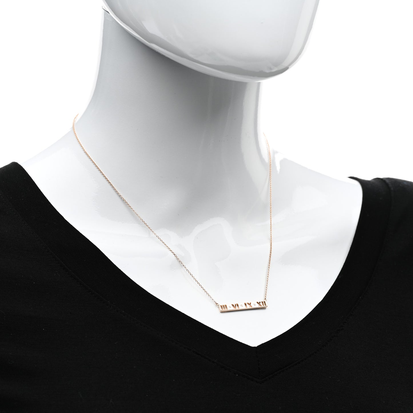 18K Rose Gold Diamond Atlas Pierced Bar Pendant Necklace