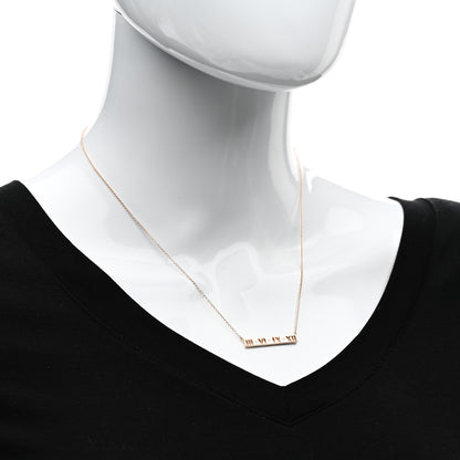 Tiffany 18K Rose Gold Diamond Atlas Pierced Bar Pendant Necklace 2 of 5