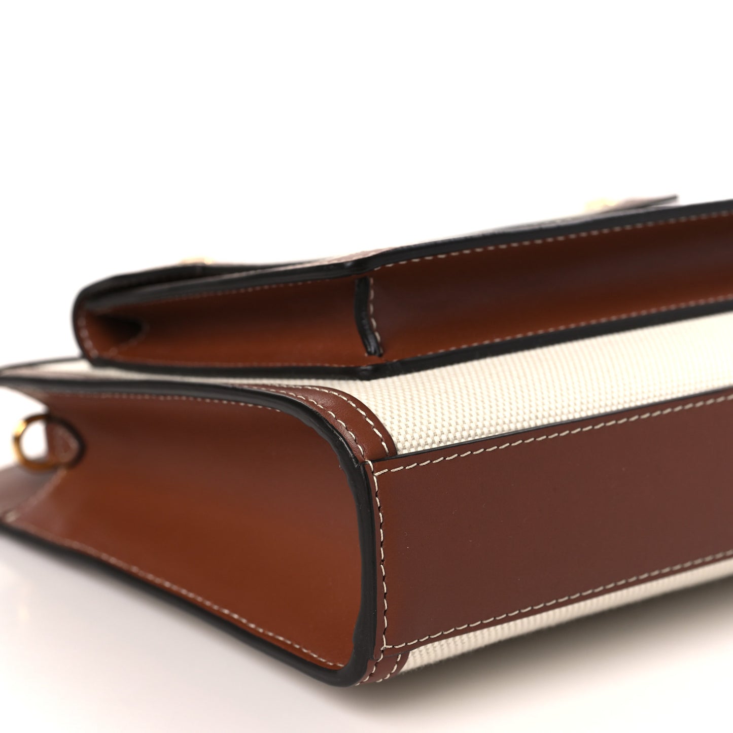 Canvas Smooth Calfskin Two Tone Mini Pocket Bag Tan