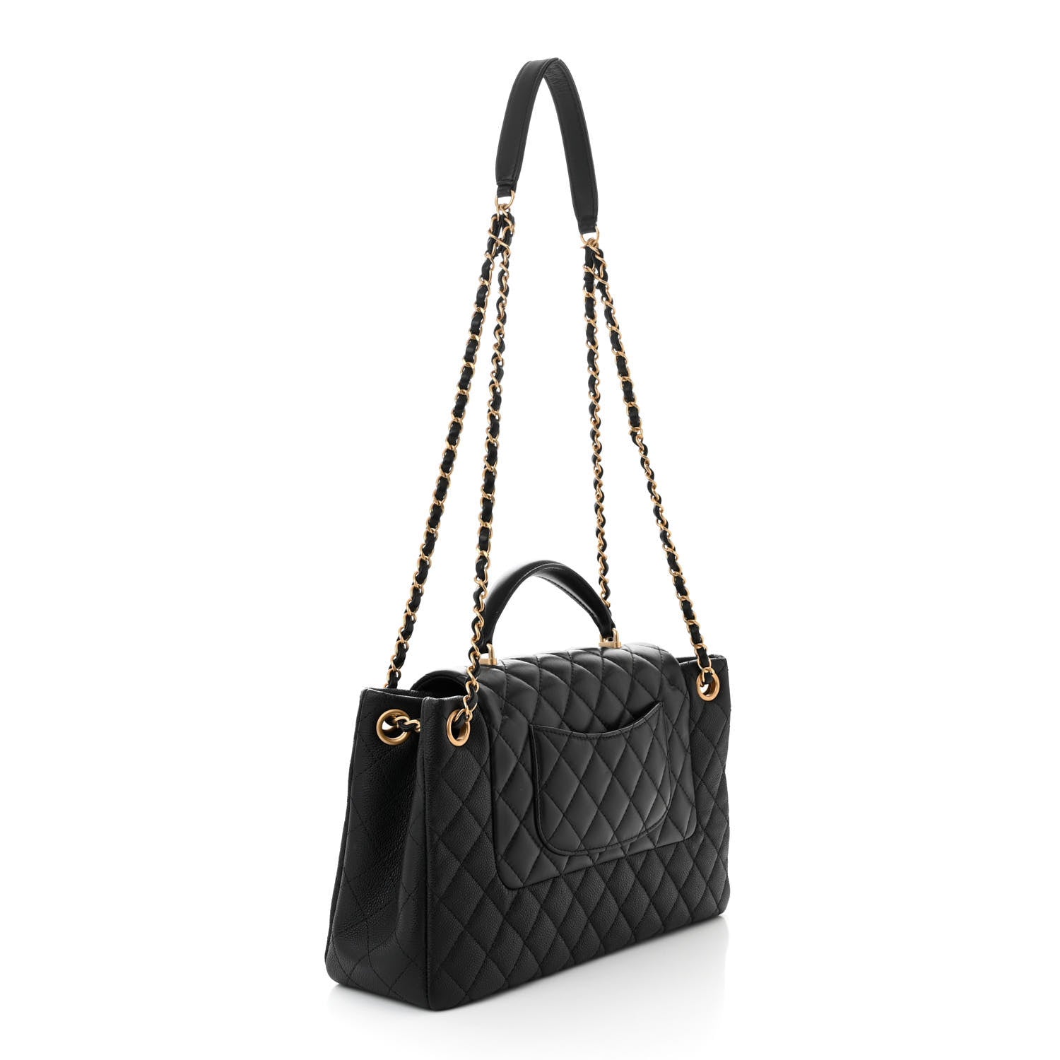 Chanel Caviar Calfskin Quilted Top Handle Flap Black 3 of 10
