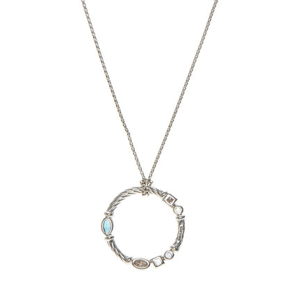 David Yurman Sterling Silver Diamond Blue Topaz Iolite Aquamarine Confetti Pendant Necklace 1 of 5