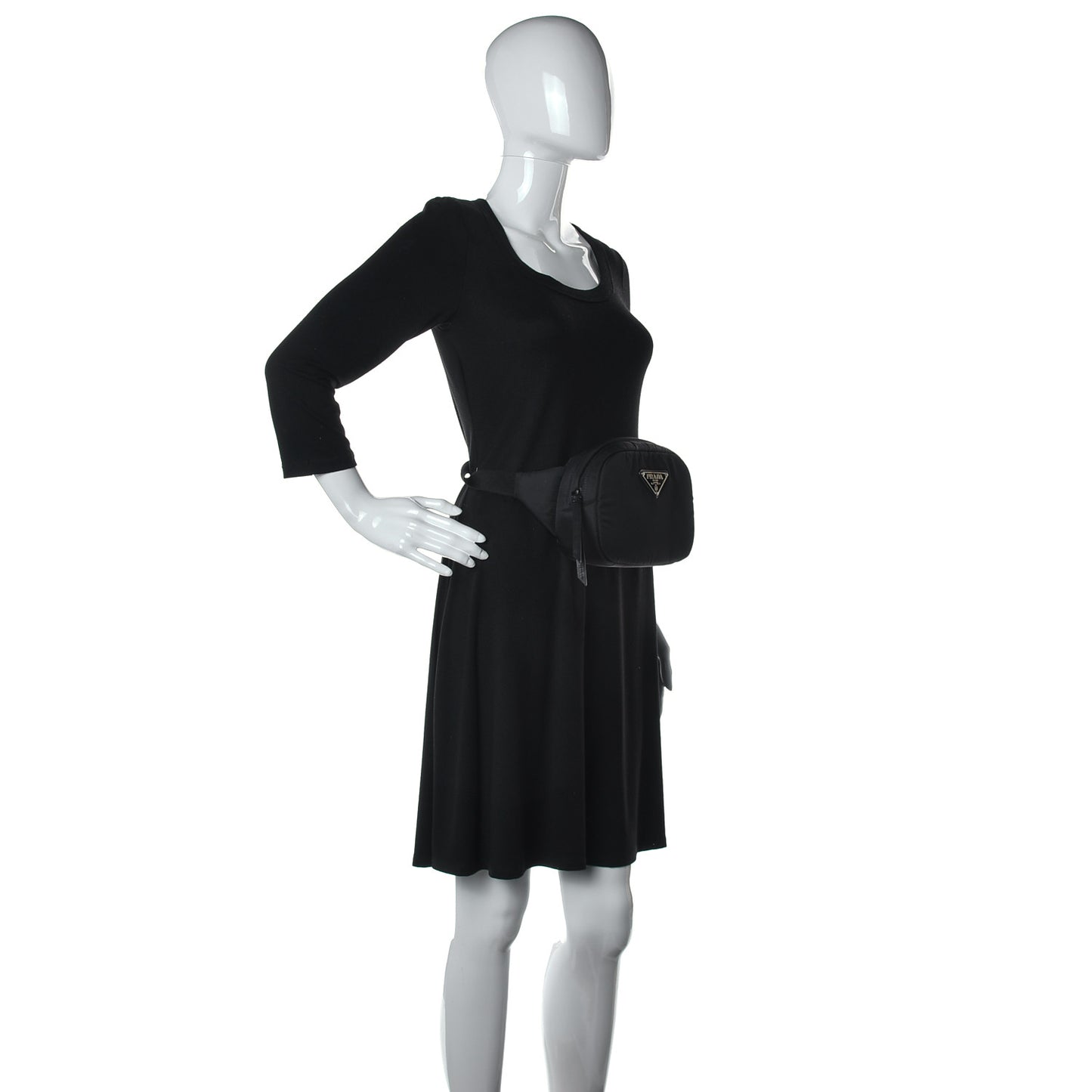Tessuto Nylon Soft Calf Belt Bag Black