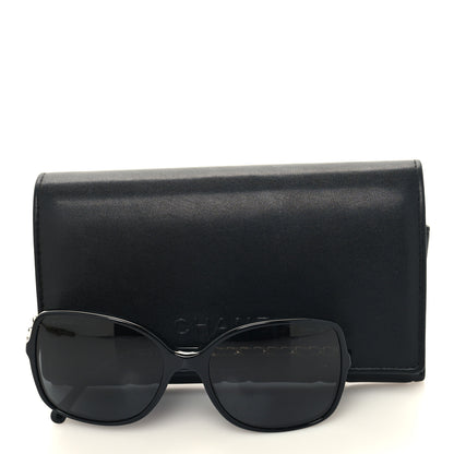 Chanel Acetate Metal Calfskin Square Chain Sunglasses 5210-Q Black Gray 8 of 8