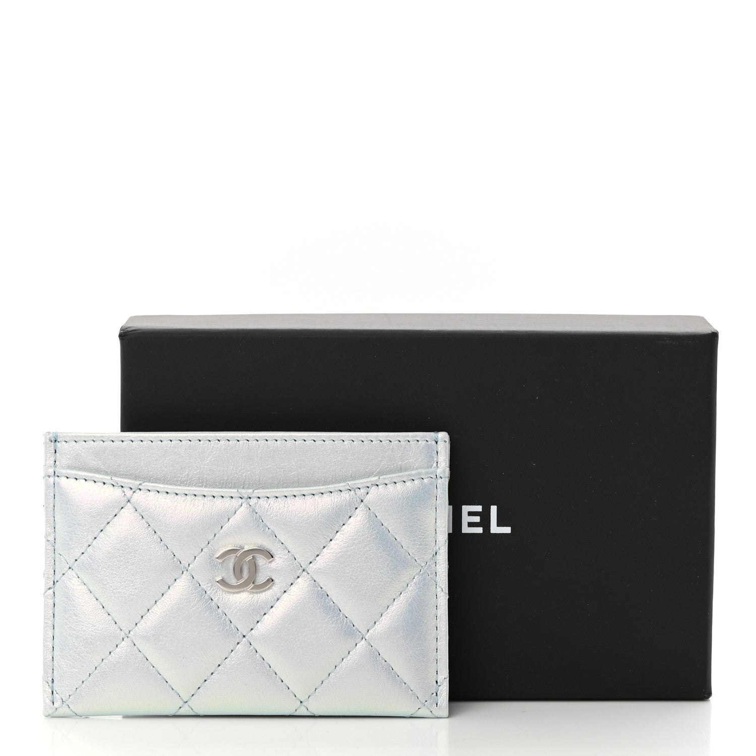 Chanel Iridescent Calfskin Quilted Card Holder Light Blue 9 of 9