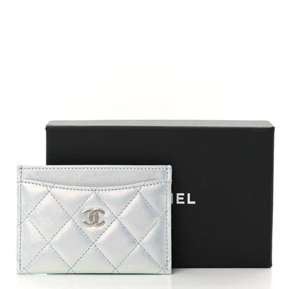 Chanel Iridescent Calfskin Quilted Card Holder Light Blue 9 of 9
