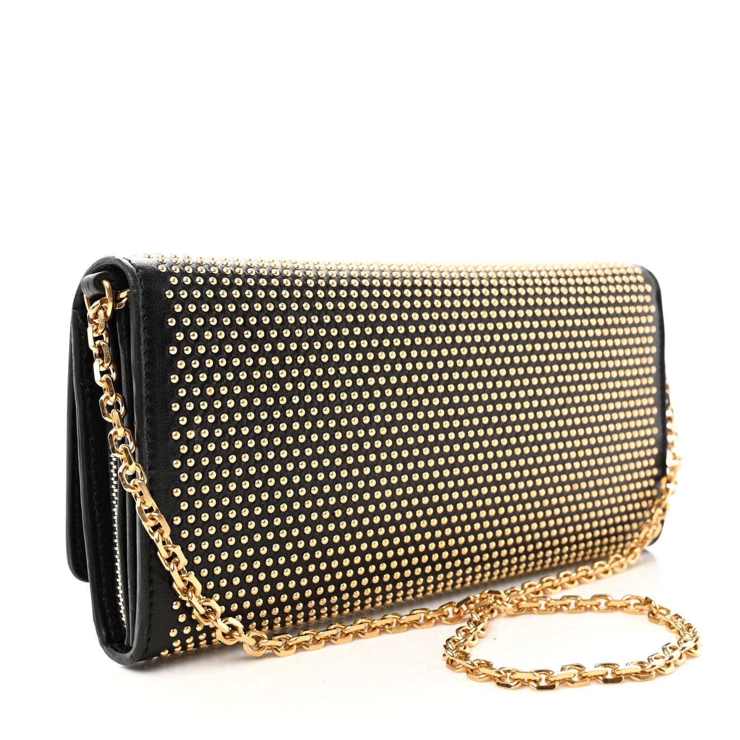 Alexander McQueen ALEXANDER MCQUEEN Calfskin Studded Wallet on Chain Black 2 of 26