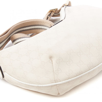 Gucci Monogram Web Medium Half Moon Hobo White 5 of 9