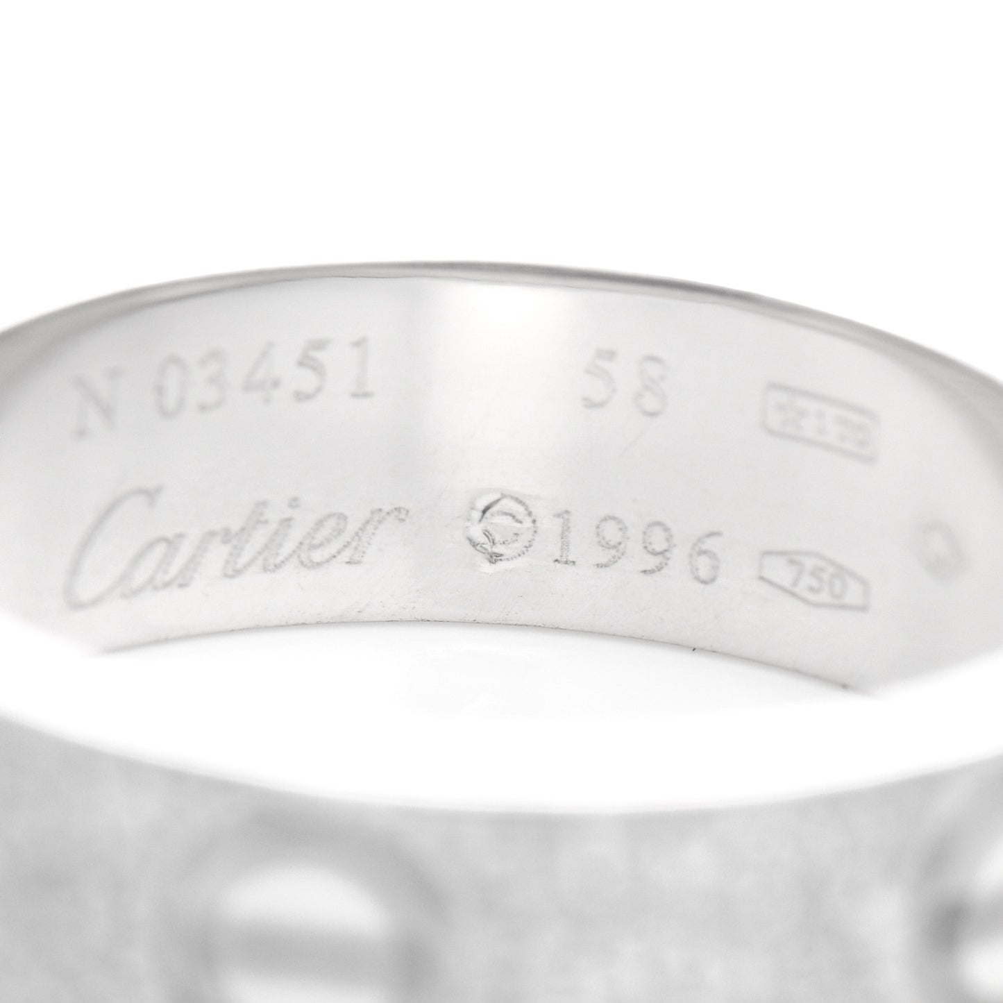 18K White Gold Diamond 6mm LOVE Paved Ring 58 8.25