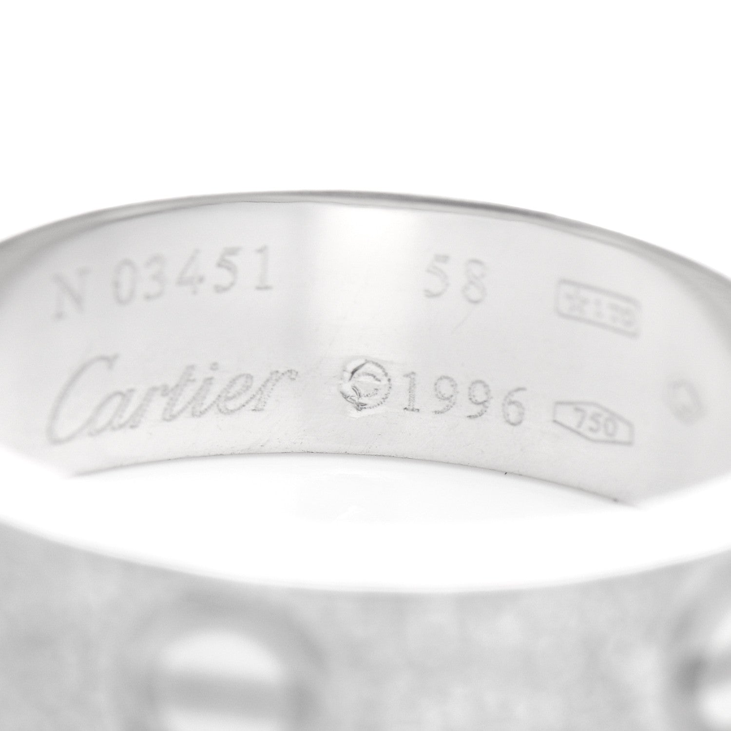 Cartier 18K White Gold Diamond 6mm LOVE Paved Ring 58 8.25 4 of 5