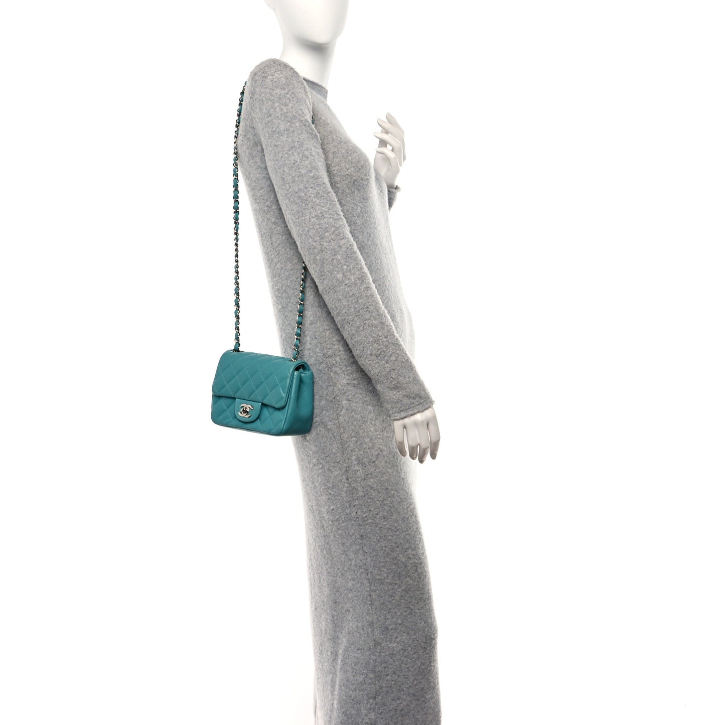 Lambskin Quilted Mini Square Flap Blue