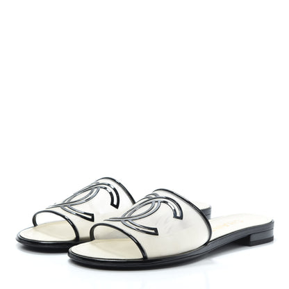 Chanel Mesh Patent Calfskin CC Sandal Mule 37 Black 3 of 7