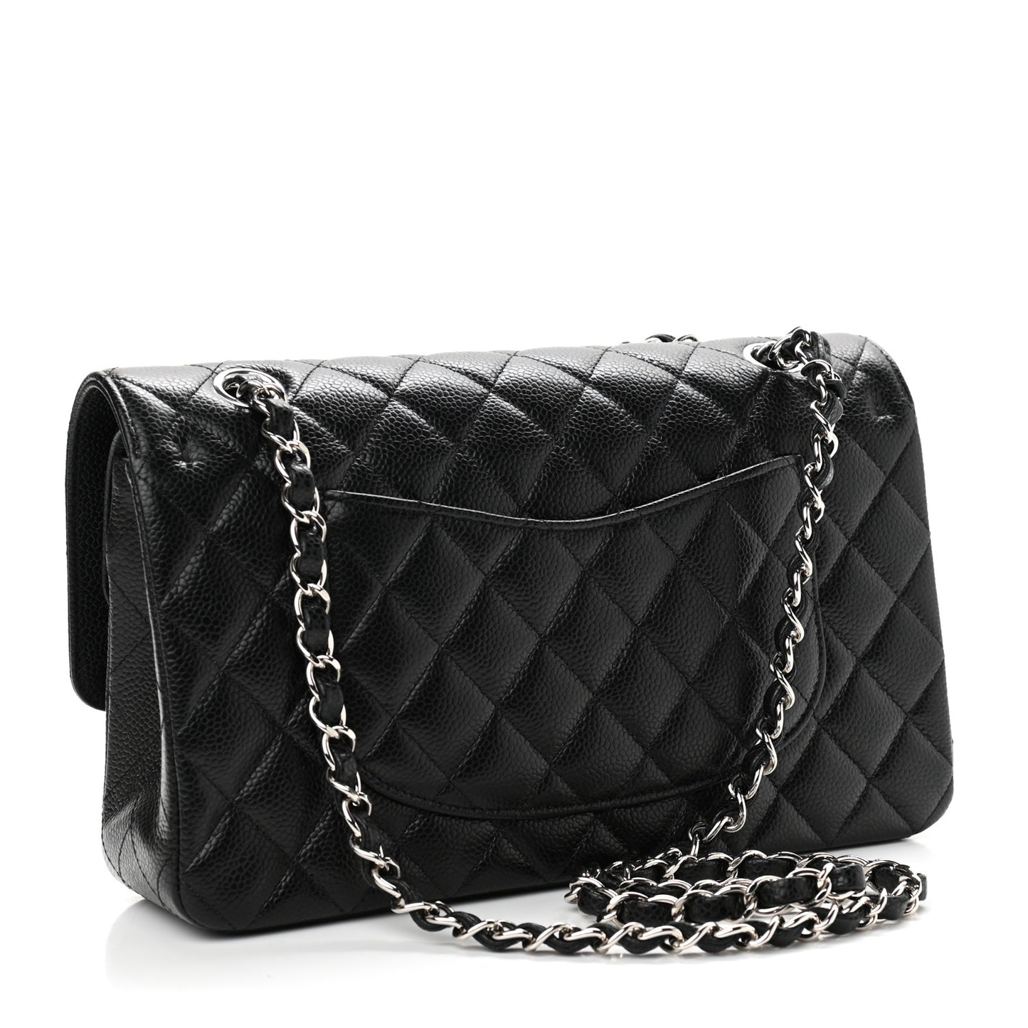 Caviar Quilted Medium Double Flap Black