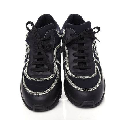 Chanel Lycra Fabric CC Sneakers 37 Black 5 of 10