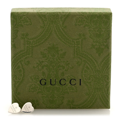 Gucci Sterling Silver Trademark Heart Stud Earrings 5 of 5