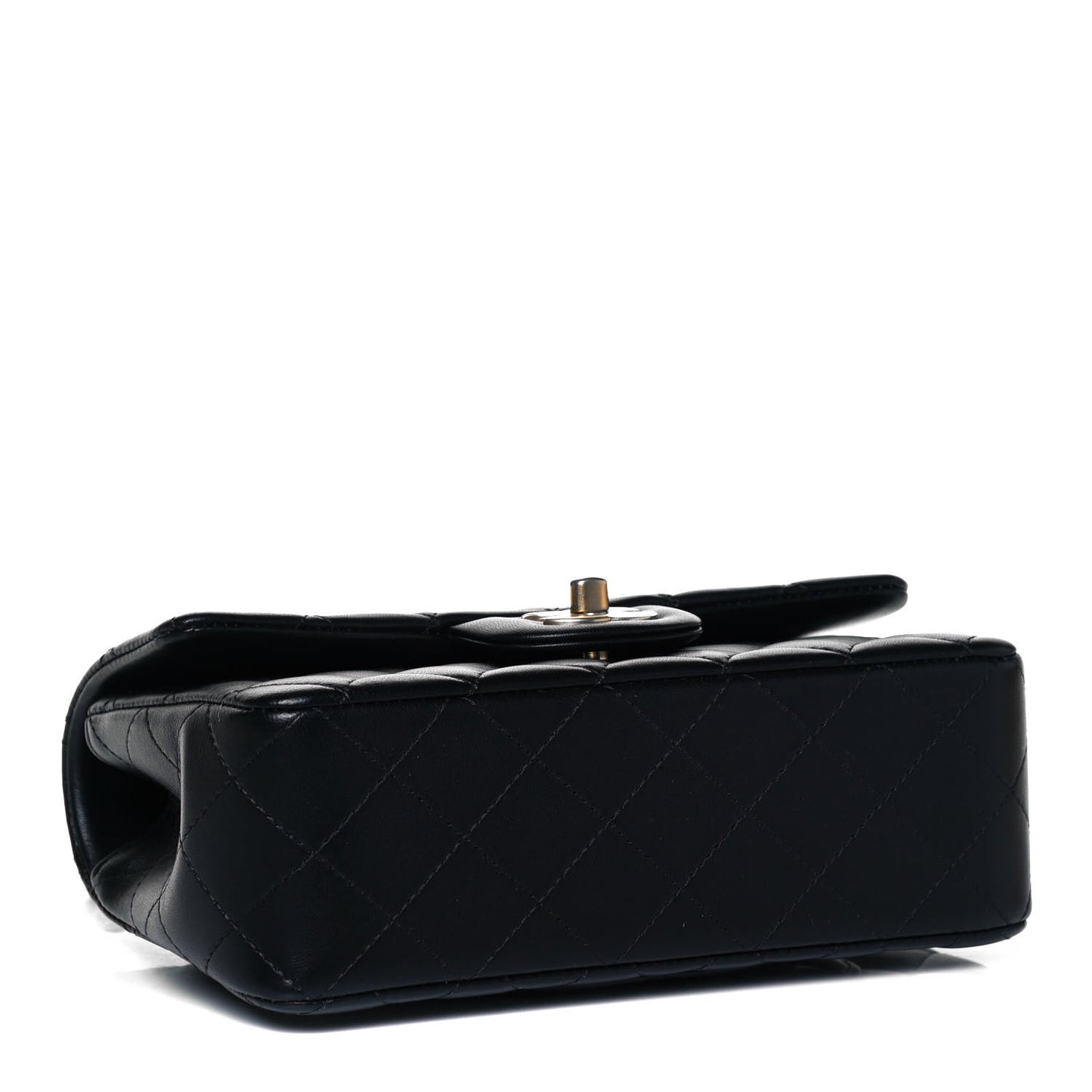 Lambskin Quilted Mini Top Handle Rectangular Flap Black