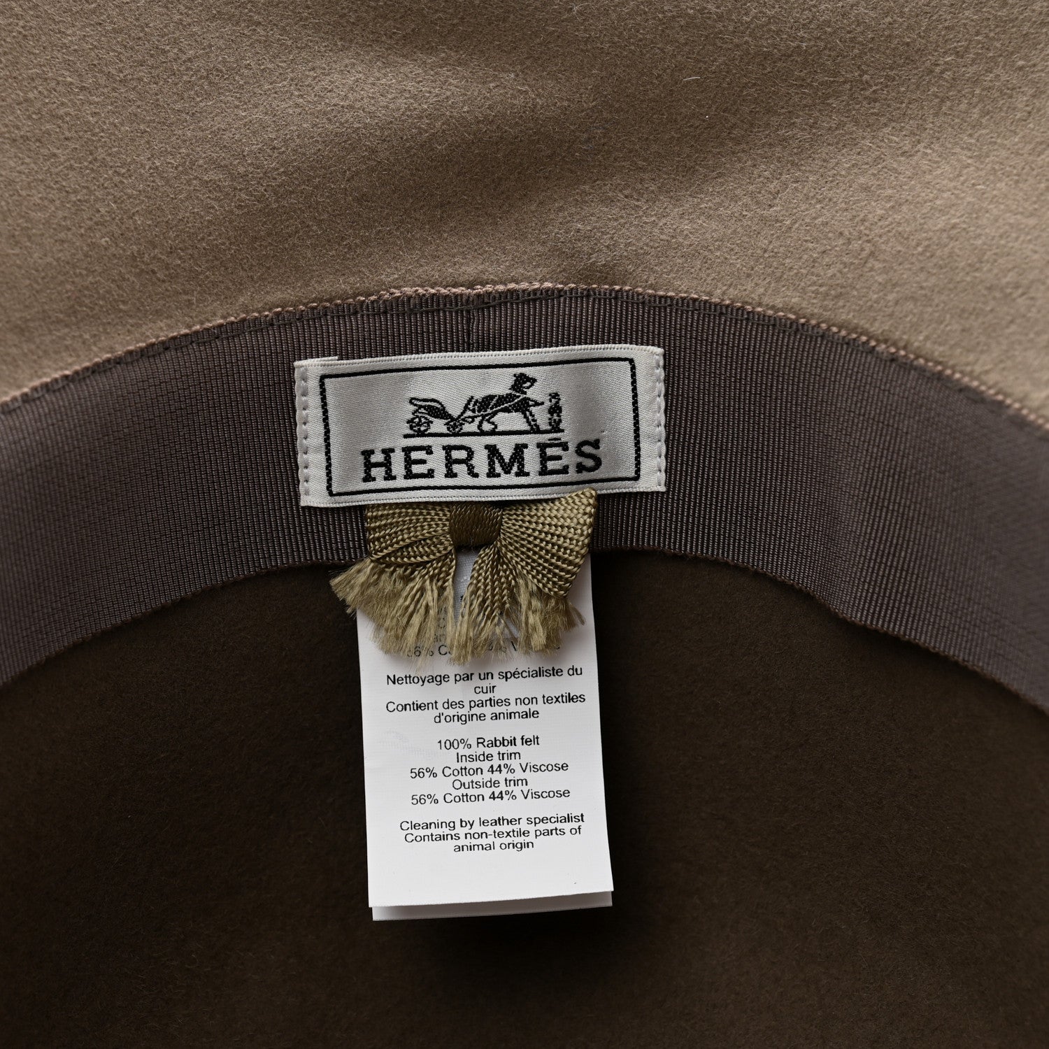 Hermes Rabbit Felt Farrah Clou De Selle Hat 58 Etoupe 8 of 8