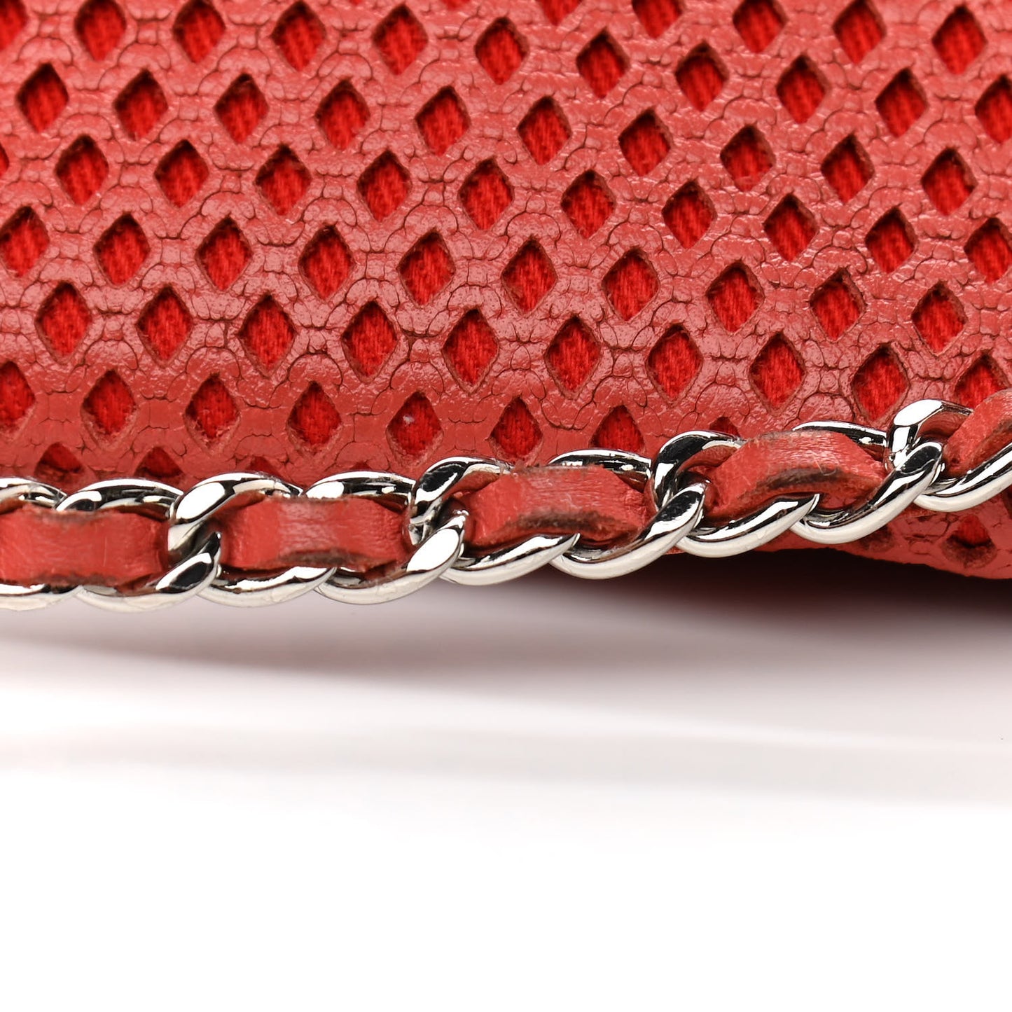 Perforated Calfskin Small Up In The Air Flap Red