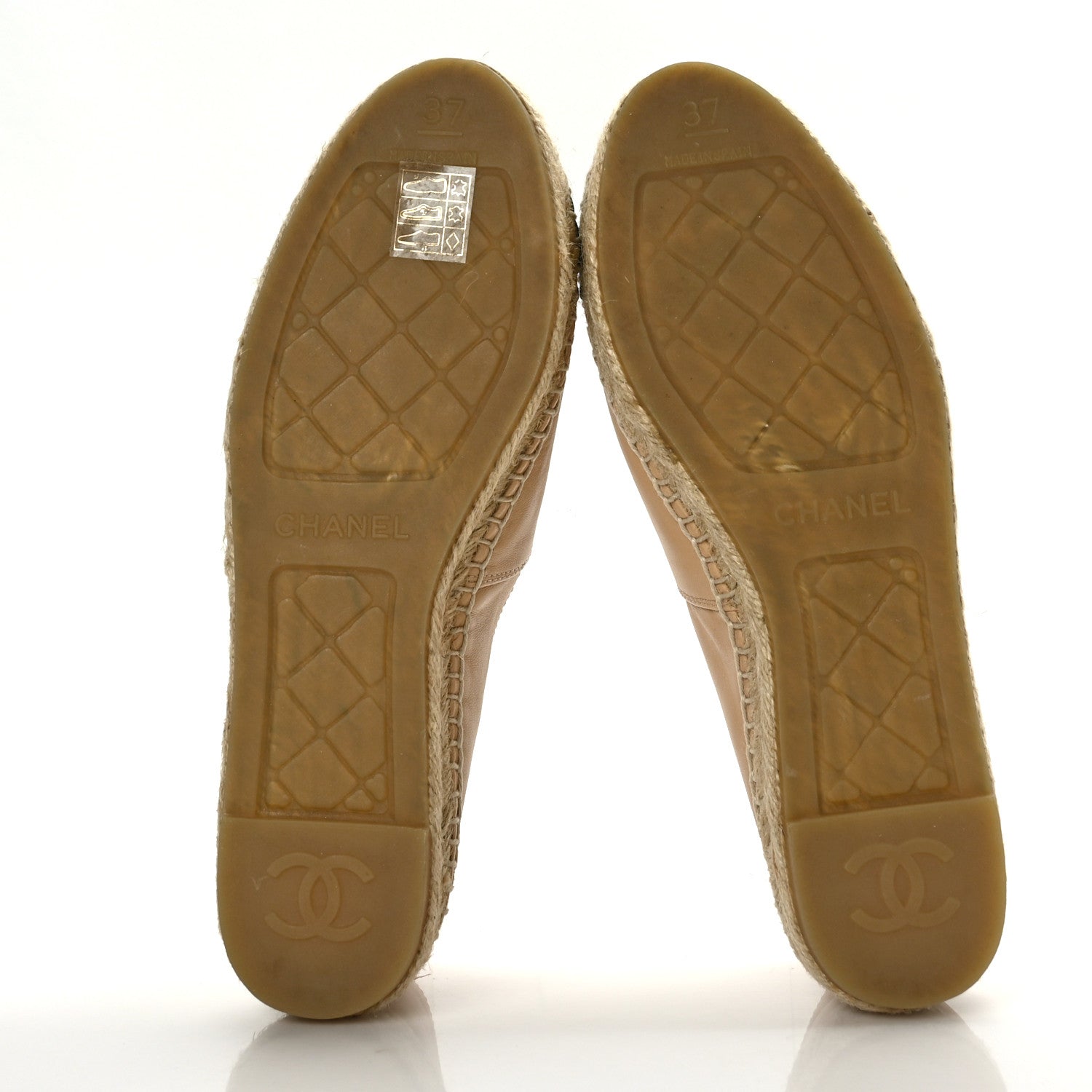 Chanel Lambskin CC Espadrilles 37 Beige Black 5 of 8