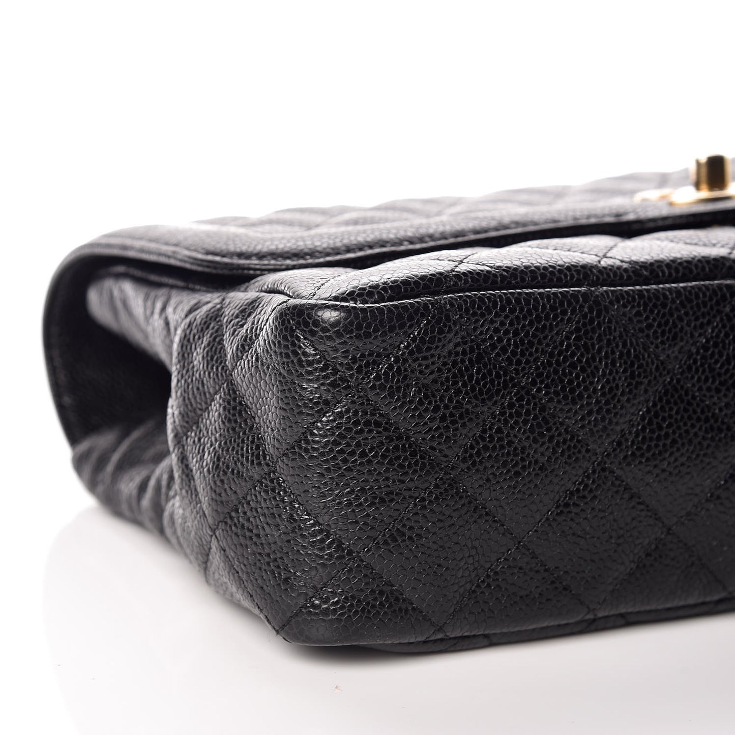 Crumpled Grained Calfskin Quilted Medium Single Flap Black