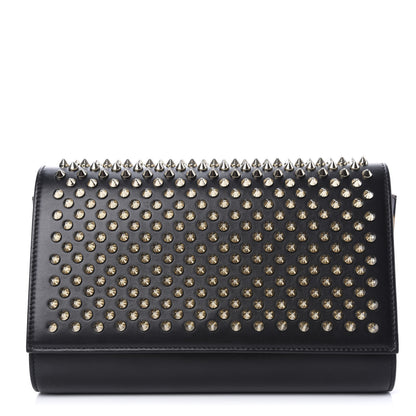 Christian Louboutin Calfskin Patent Leopard Spikes Paloma Clutch Black 1 of 12