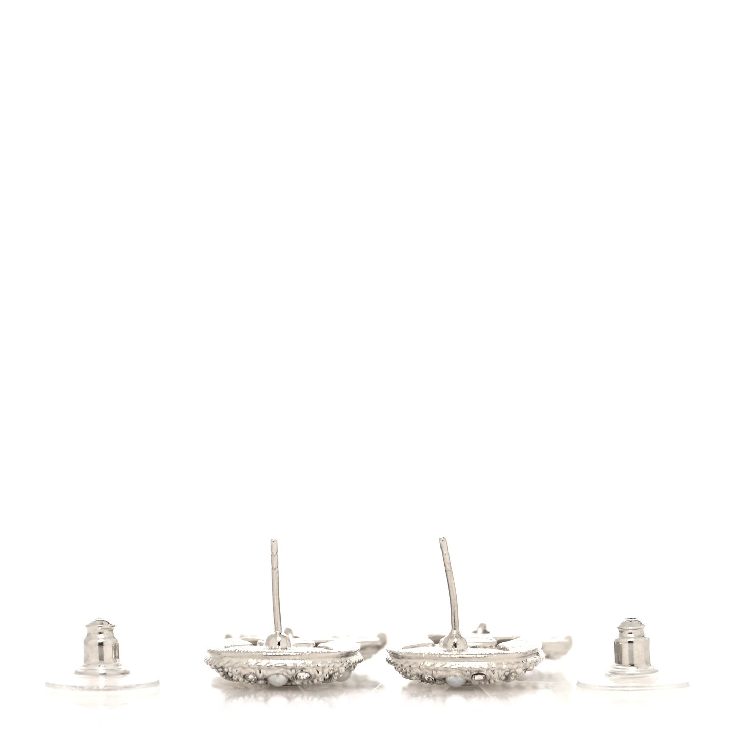 Crystal Pearl CC Drop Earrings Silver