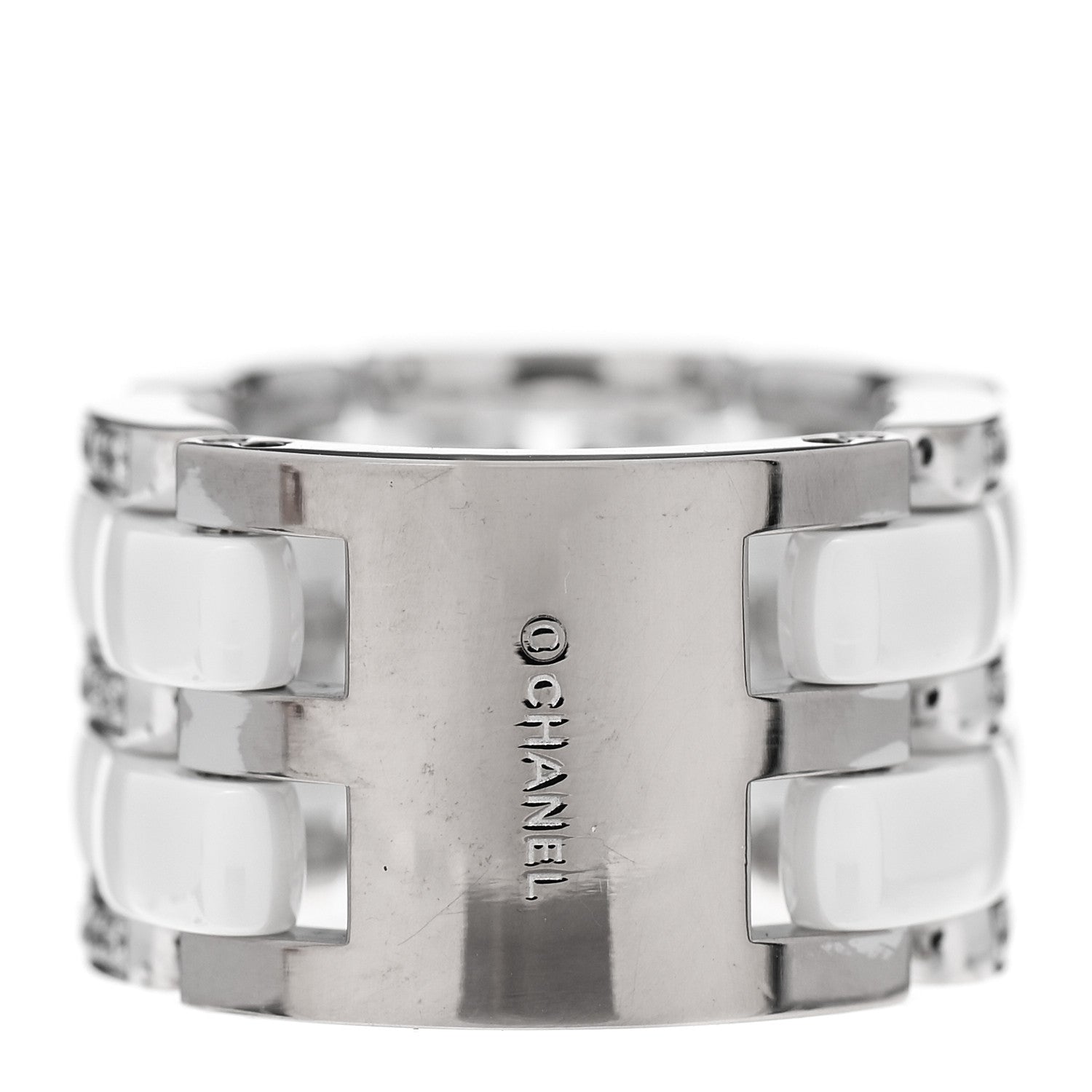 Chanel 18K White Gold Ceramic Diamond Large Ultra Ring White 56 7.75 3 of 5