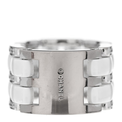 Chanel 18K White Gold Ceramic Diamond Large Ultra Ring White 56 7.75 3 of 5