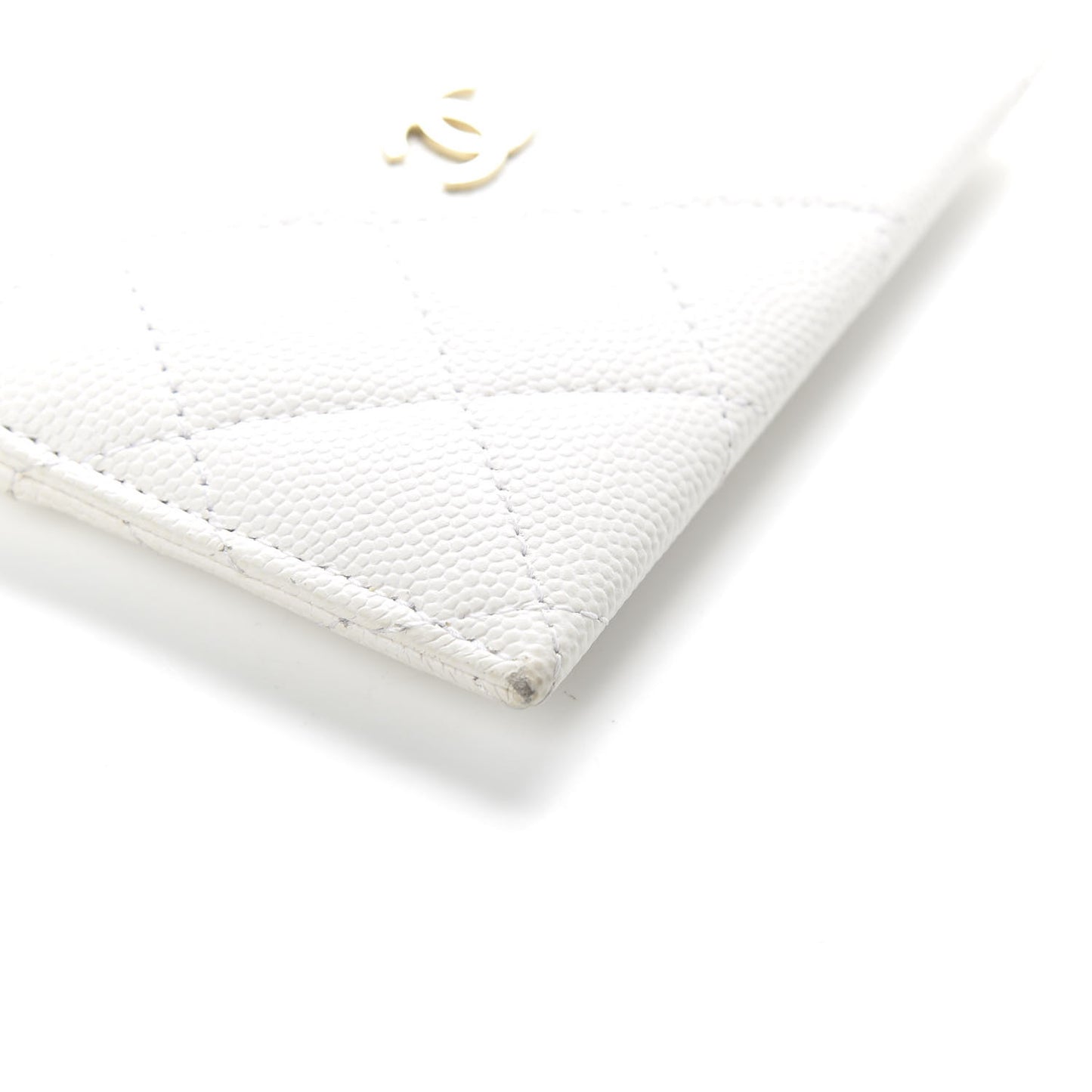 Caviar Quilted Card Holder White