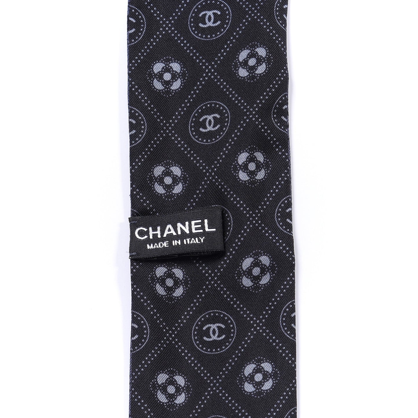 Silk CC Polka Dot Slim Bandeau Scarf Anthracite Black
