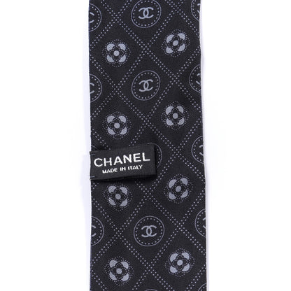 Chanel Silk CC Polka Dot Slim Bandeau Scarf Anthracite Black 3 of 3