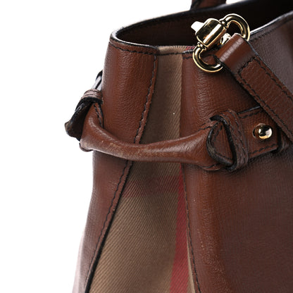 Burberry Grainy Calfskin House Check Medium Banner Tote Tan 14 of 17