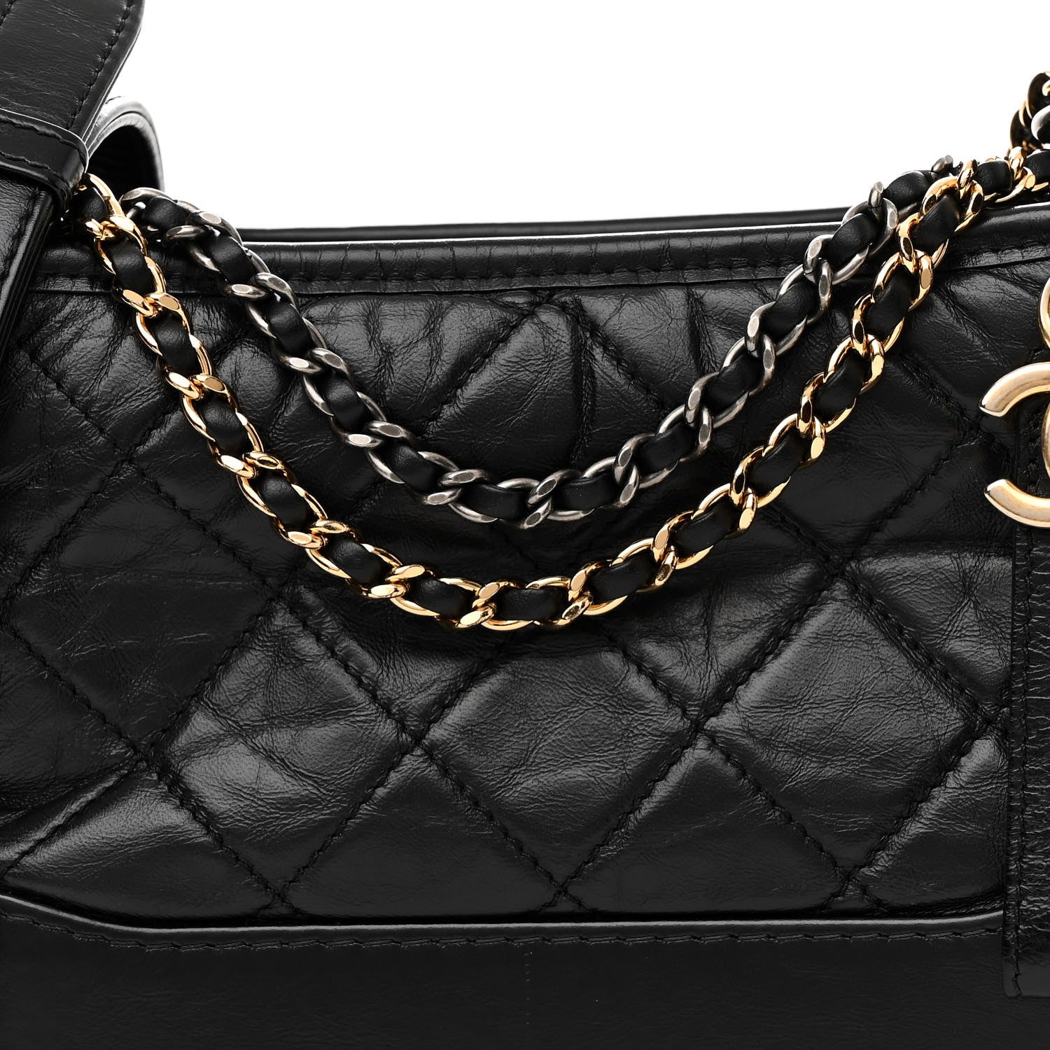 Chanel Aged Calfskin Quilted Small Gabrielle Hobo Black 8 of 15