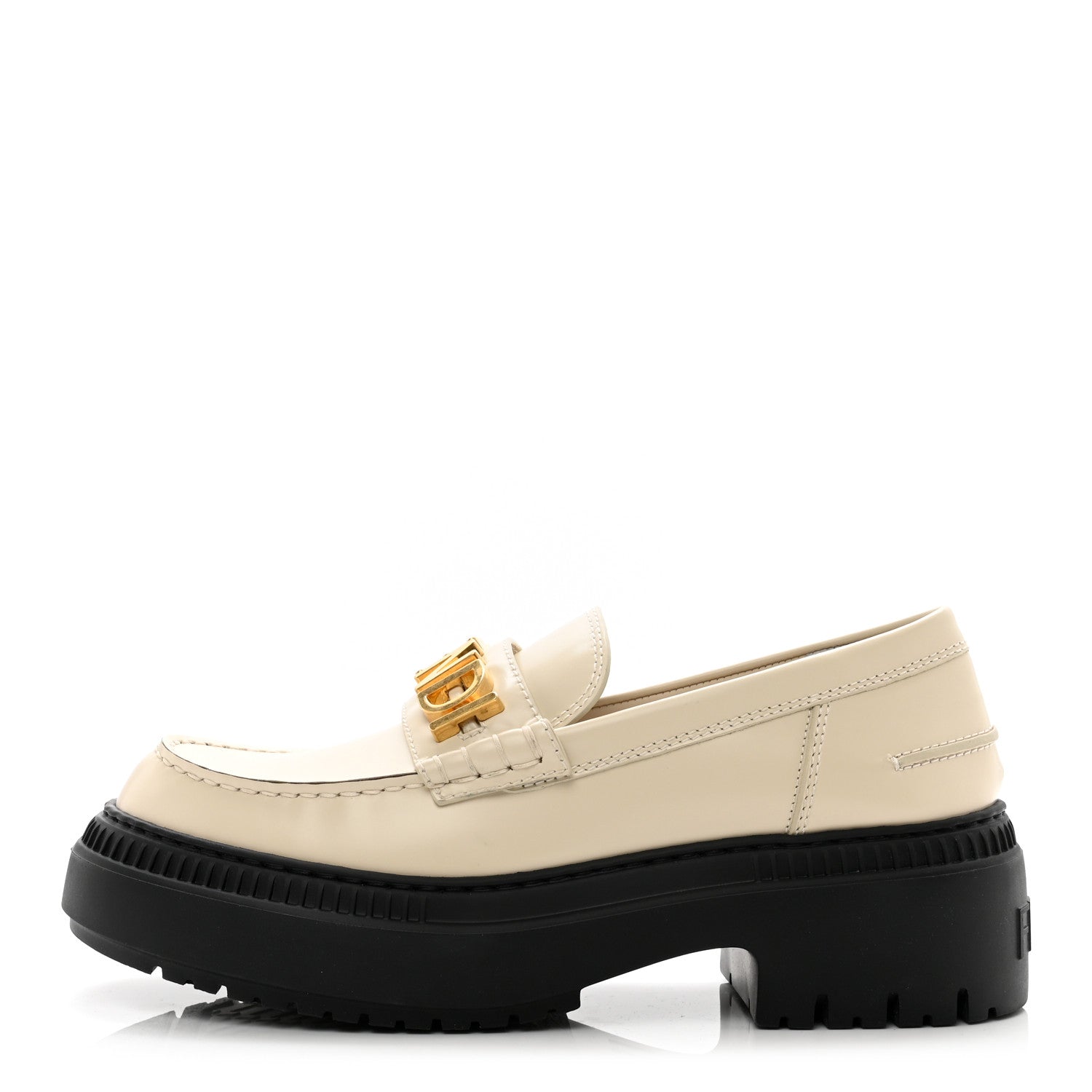 Fendi Vitello Abrasivato Fendigraphy 50mm Loafers 38.5 Blanco Babe 1 of 9