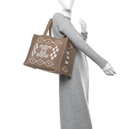 Celine Canvas Calfskin Large Cabas Thais Natural White 2 of 9