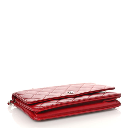 Chanel Lambskin Quilted Wallet On Chain WOC Red 4 of 9