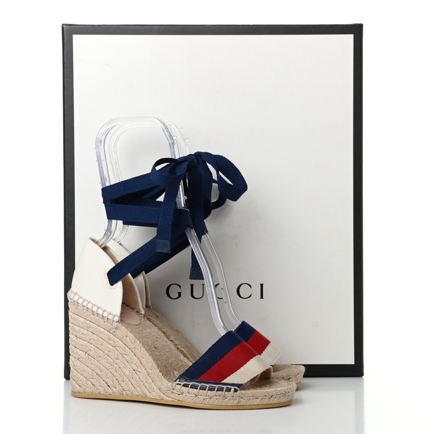 Canvas Sylvie Web Ankle Wrap Espadrille Wedge Sandals 36 Mystic White Hibiscus Red Maritime
