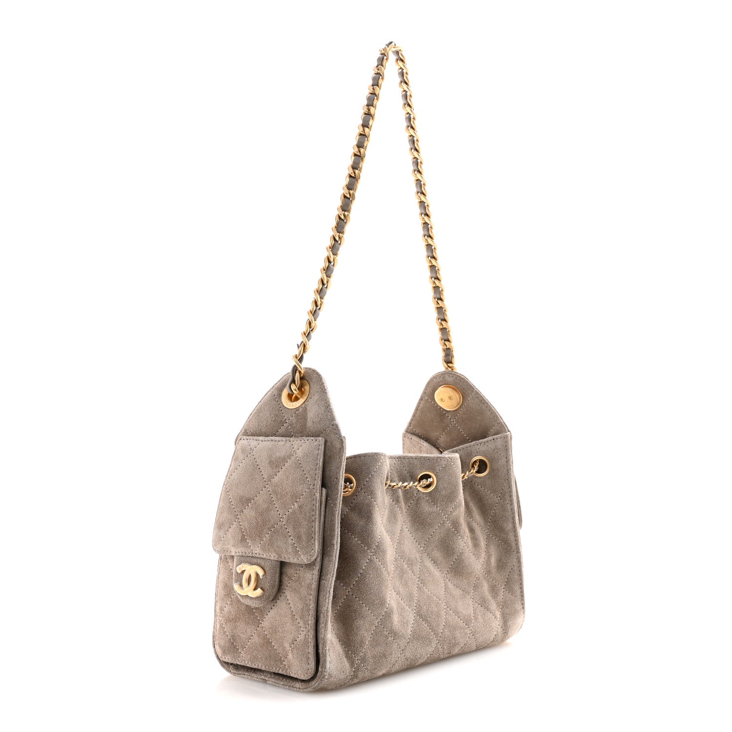 Chanel Suede Quilted Mini Chanel 25 Handbag Dark Grey 3 of 14