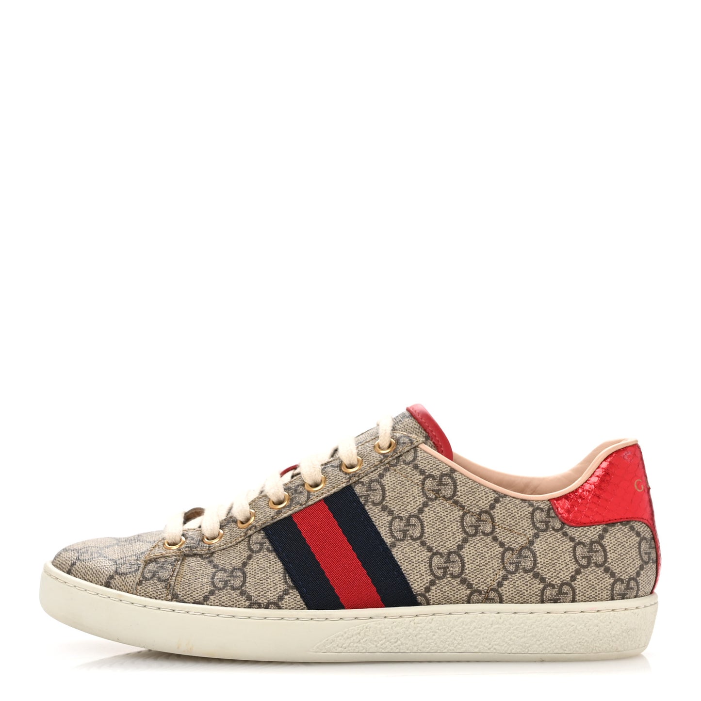 GG Supreme Monogram Womens Ace Low-Top Sneaker 36.5 Beige