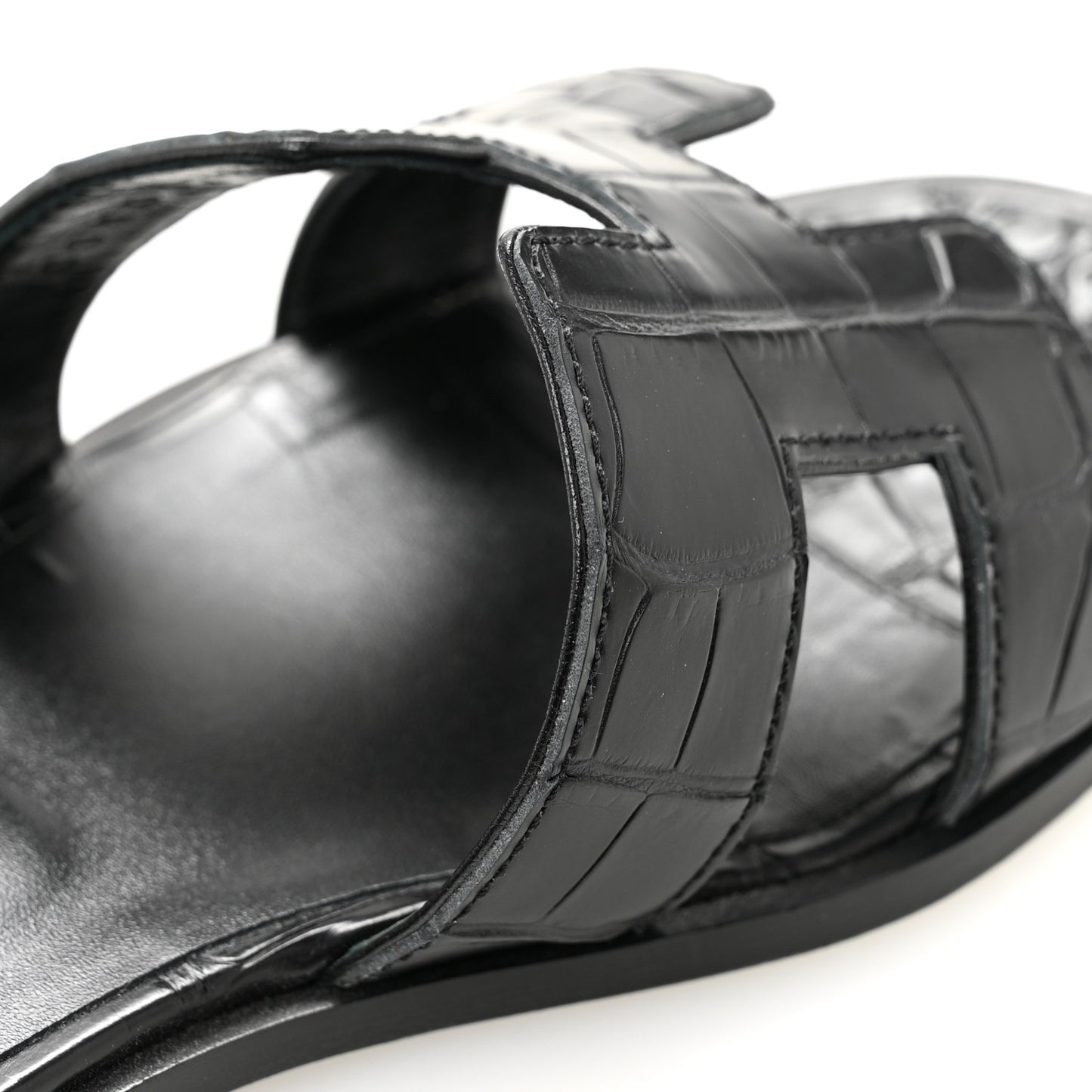 Matte Alligator Oran Sandals 36.5 Black