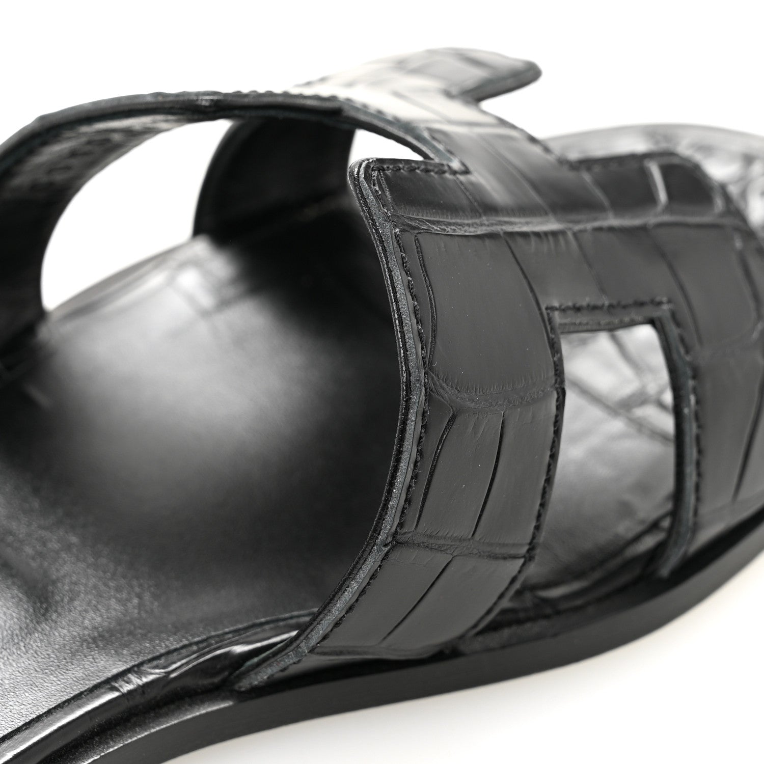 Hermes Matte Alligator Oran Sandals 36.5 Black 10 of 11