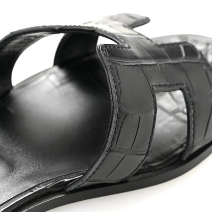 Hermes Matte Alligator Oran Sandals 36.5 Black 10 of 11