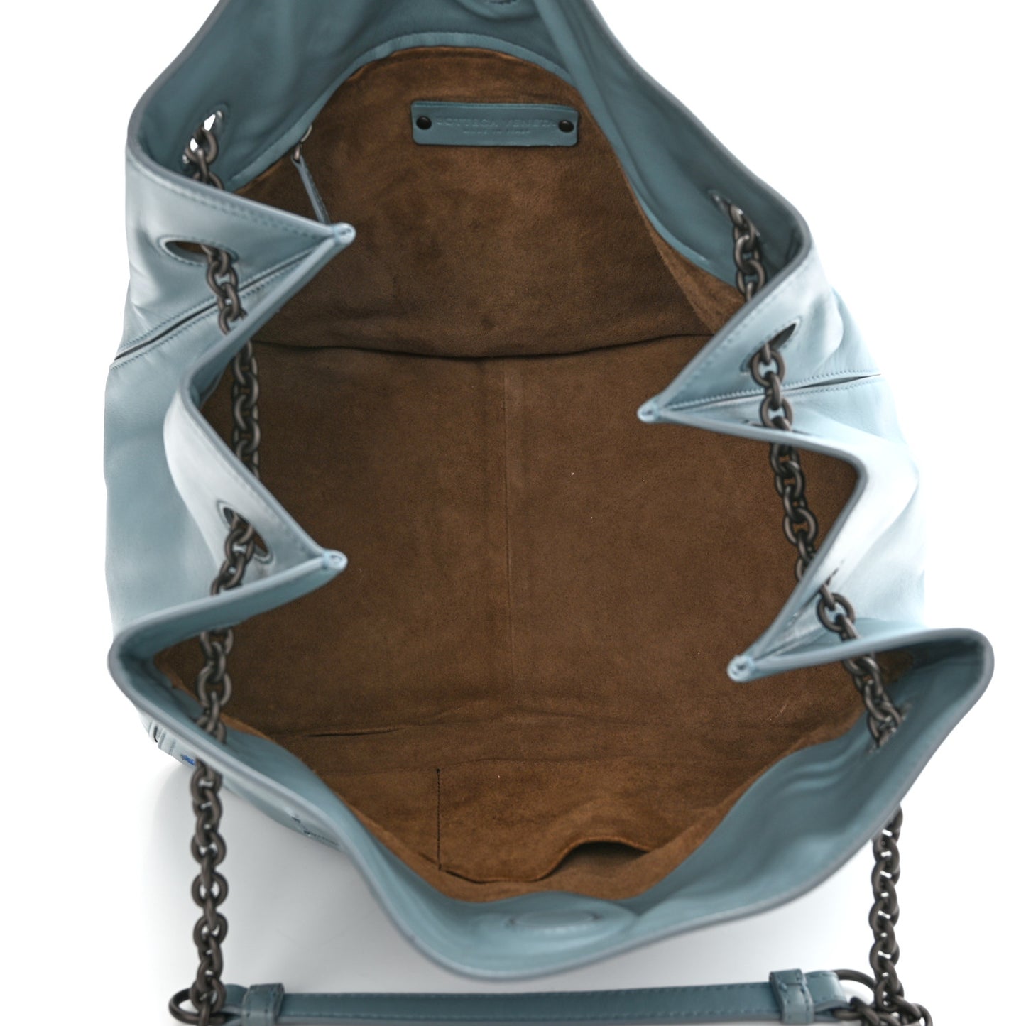 Nappa Intrecciato Floral Embroidered Tote Blue