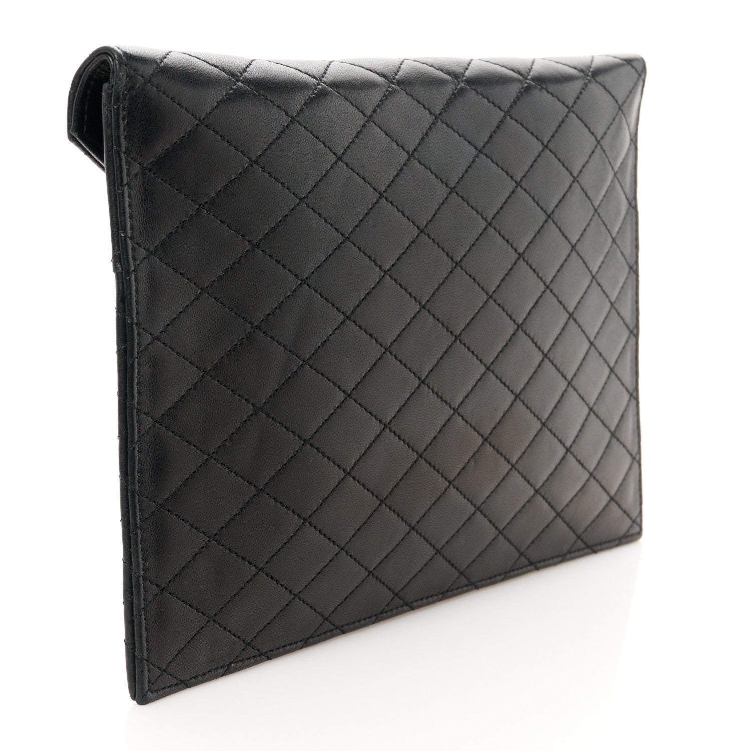 Saint Laurent Lambskin Quilted Double Flap Chain Pouch Black 3 of 7