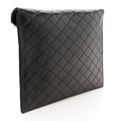 Saint Laurent Lambskin Quilted Double Flap Chain Pouch Black 3 of 7