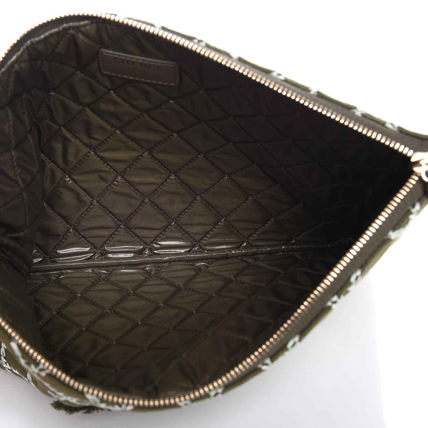 Canvas Double Stitch CC Medium Cosmetic Case Khaki